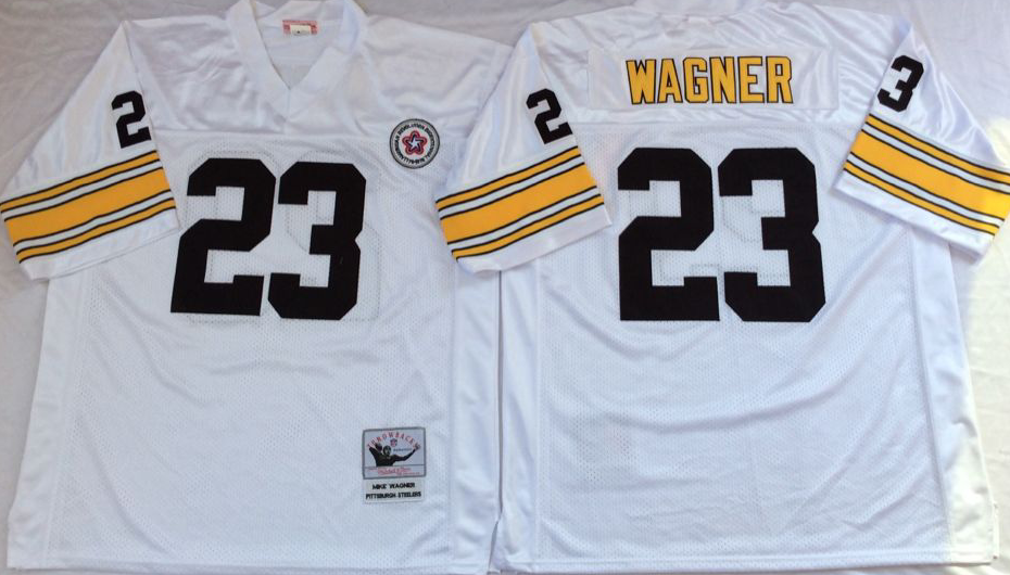 Men NFL Pittsburgh Steelers 23 Wagner white Mitchell Ness jerseys